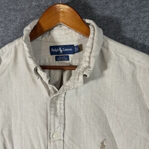Ralph Lauren Blake Shirt Mens XL Tan Long Sleeve Button Down 100% Cotton